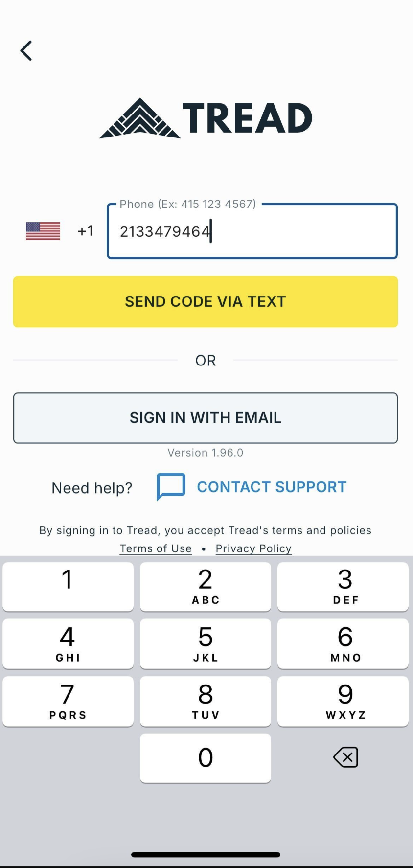 Enter phone number