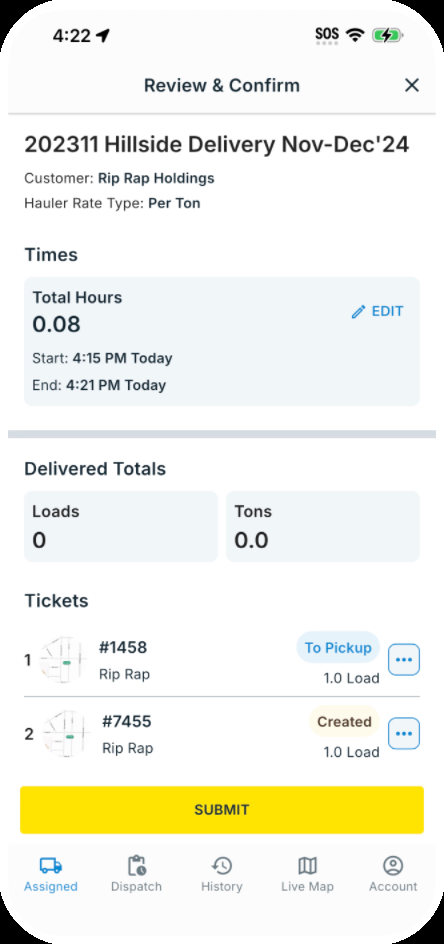 Review and Confirm: SUBMIT