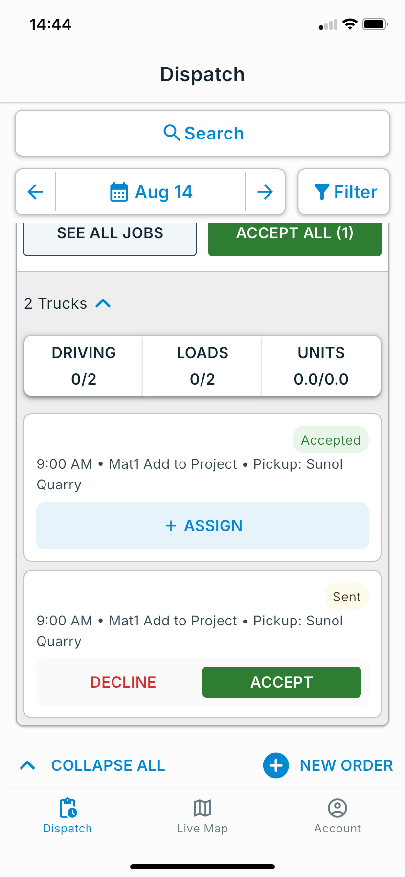 Individual accept on mobile